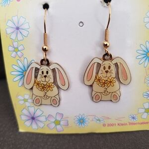 2/ $9 Cute Vintage Retro Cartoon Bunny Easter Dangle Earrings